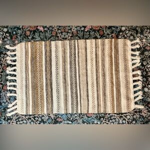 Brand New Handwoven Braided Edge Fiber Arts Wool Rug or Tapestry 23”x36”